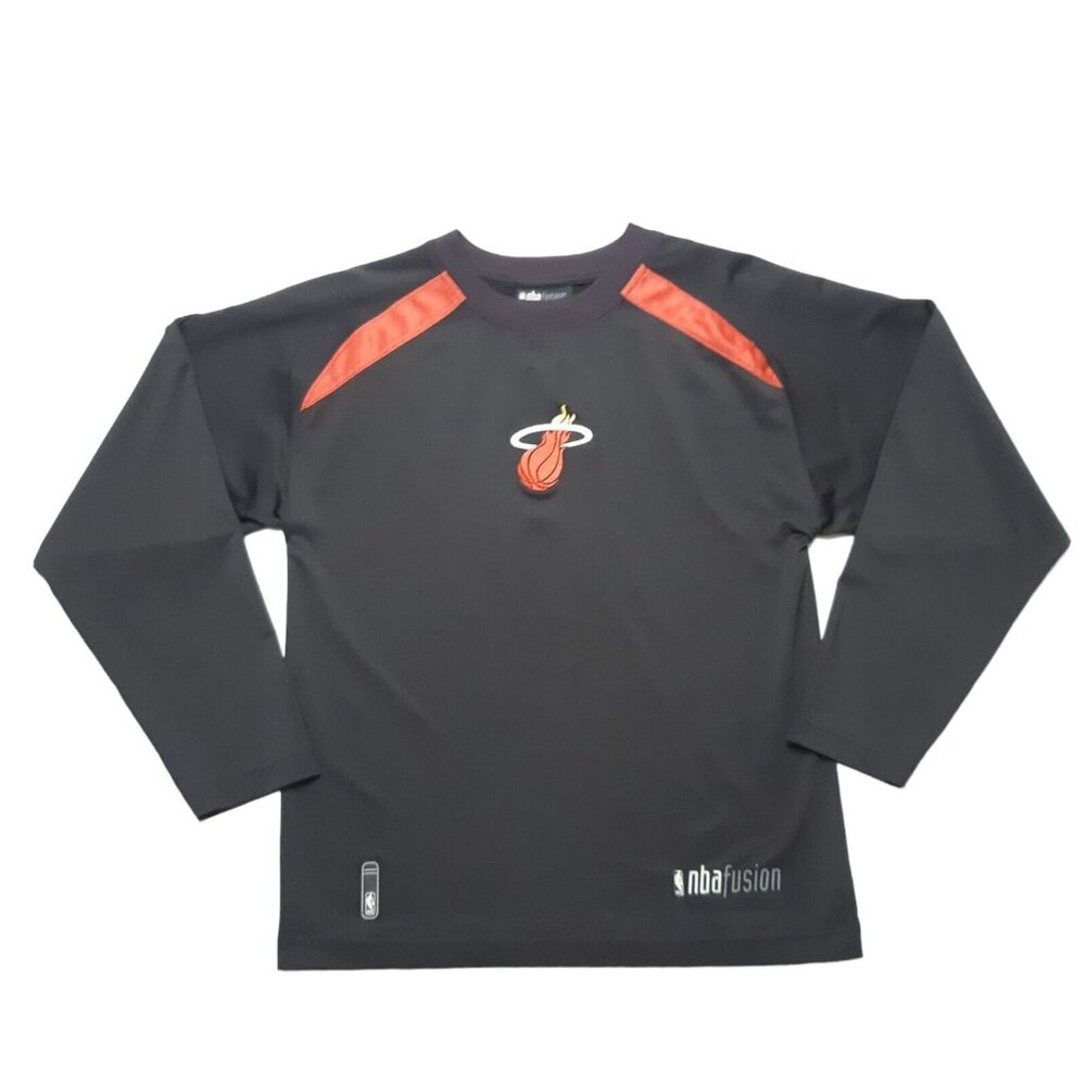 Reebok‎ Miami Heat Long Sleeve Shirt Boys Medium 10-12 Black NBA Fusion Sporty